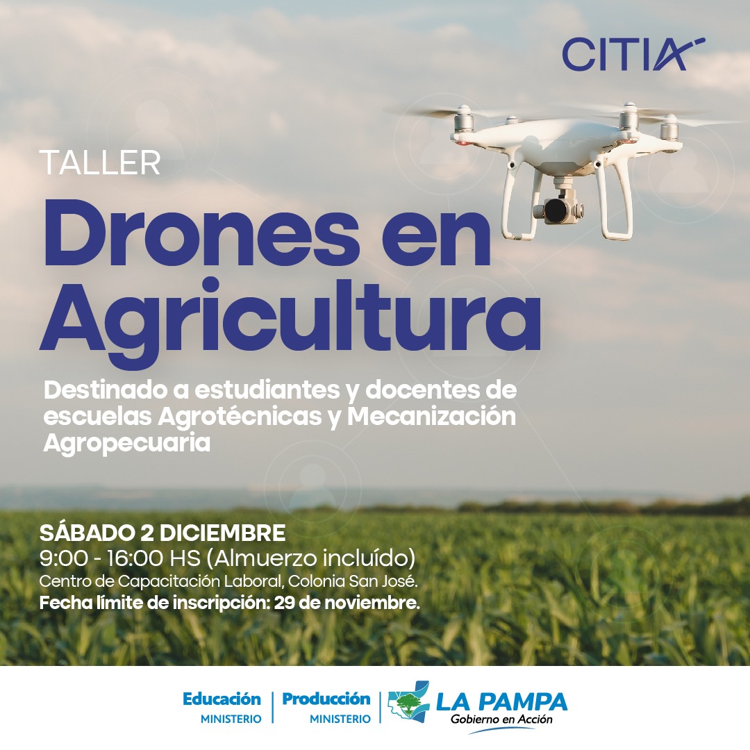 Dictarán innovador taller sobre drones en agricultura en Colonia San José 