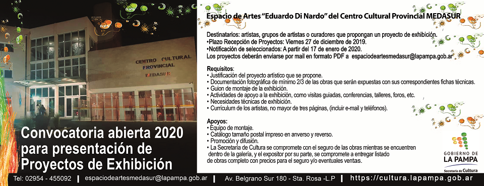 Convocan para presentación de Proyectos de Exhibición 2020 en Medasur 